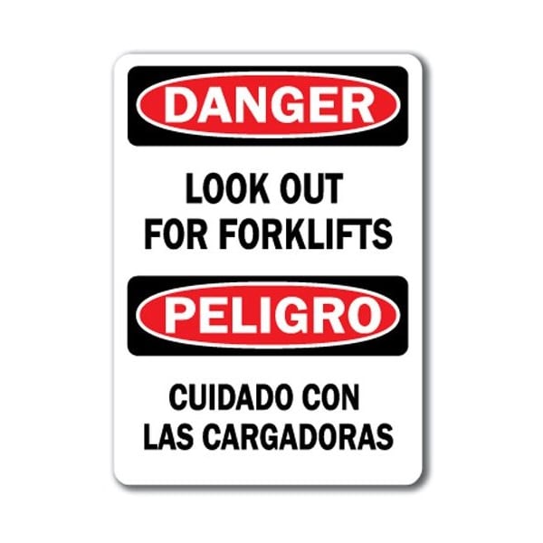 Signmission Danger-Look Out For Forklifts Bilingual-10in x 14in OSHA, DS-Look Out For Forklifts (Bilingual) DS-Look Out For Forklifts (Bilingual) - main
